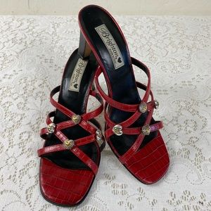 Brighton 10 Robbie red sandals silver gold hearts
